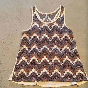 Wallflower Zigzag Tank Top in Brown and Cream